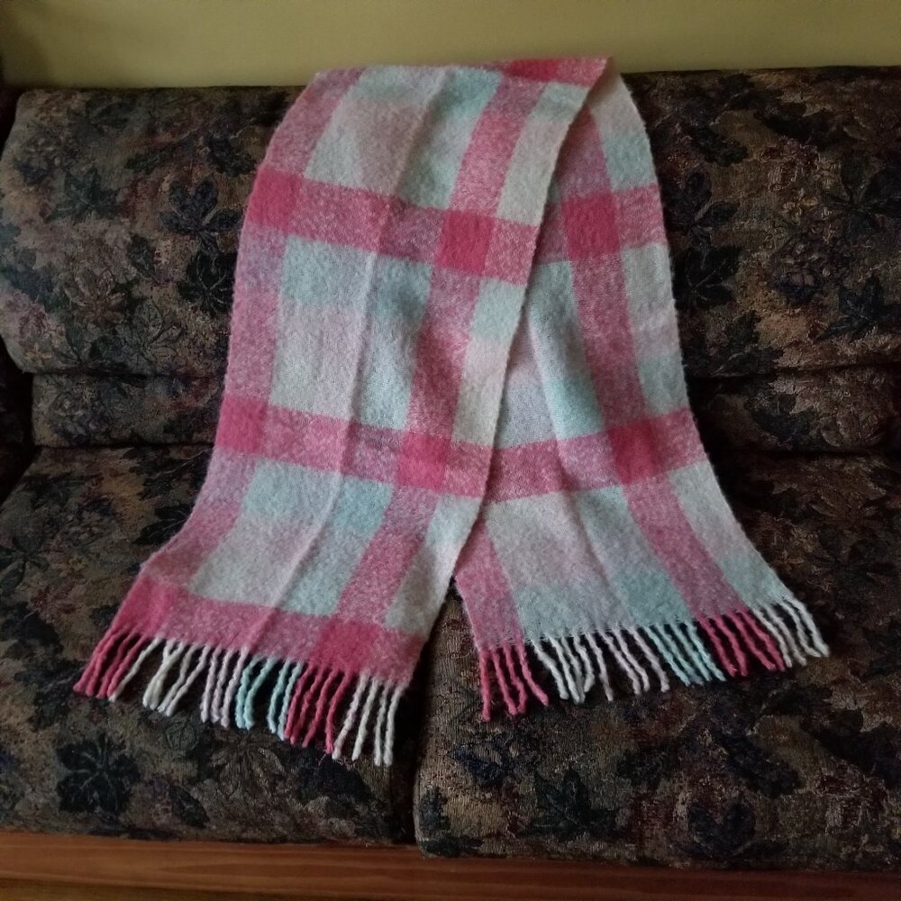 New, Divided H&M, long check/plaid scarf, lovely soft mohair/wool/acrylic, NWT